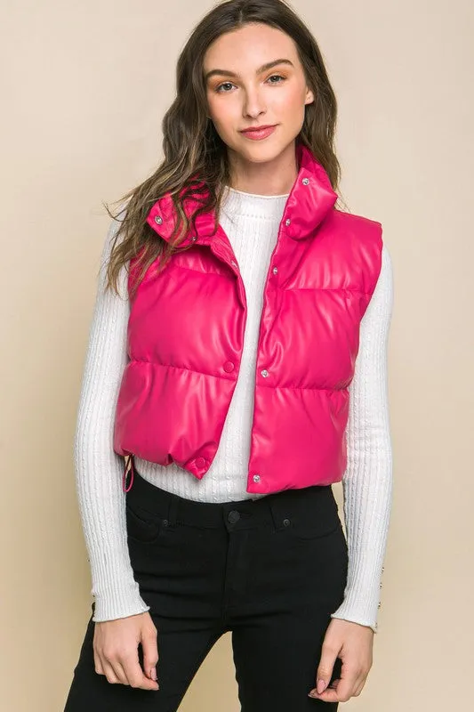 Vegan Leather Puffer Vest