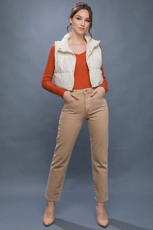 Vegan Leather Puffer Vest