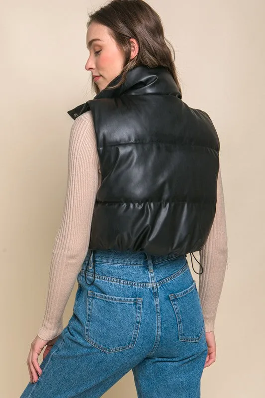 Vegan Leather Puffer Vest