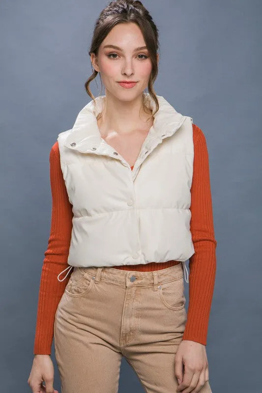 Vegan Leather Puffer Vest