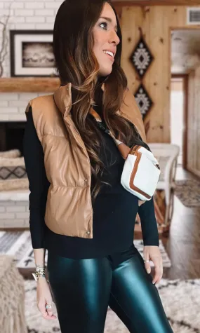 Vegan Leather Puffer Vest