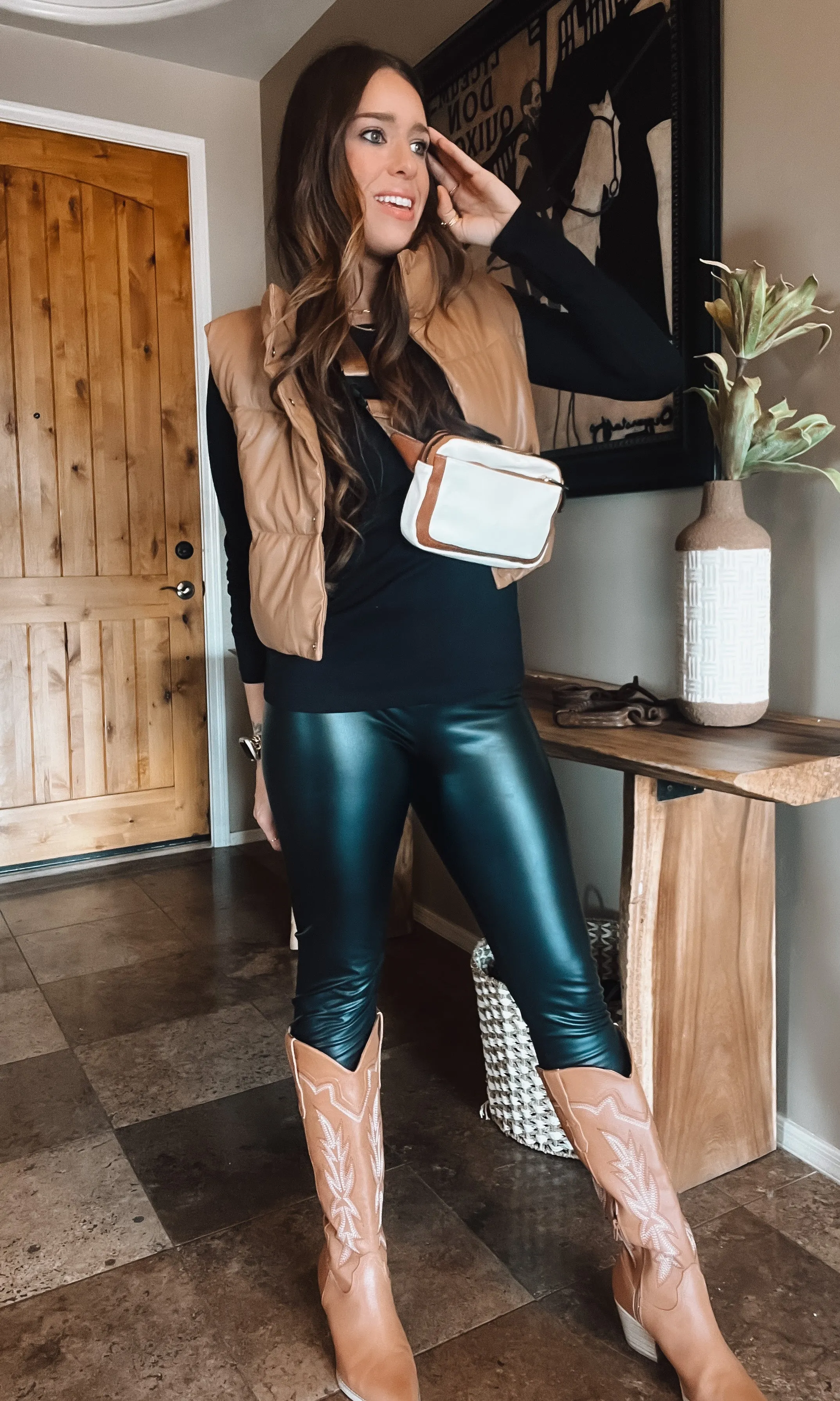 Vegan Leather Puffer Vest