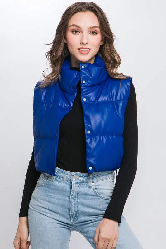 Vegan Leather Puffer Vest