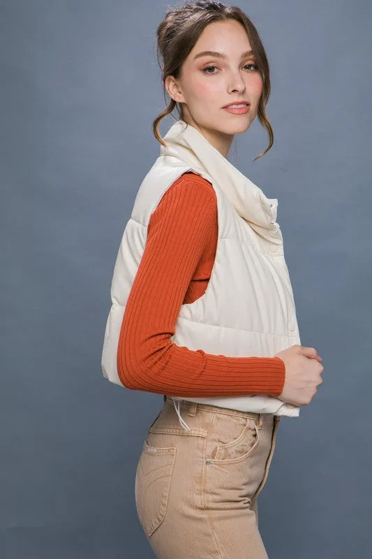 Vegan Leather Puffer Vest