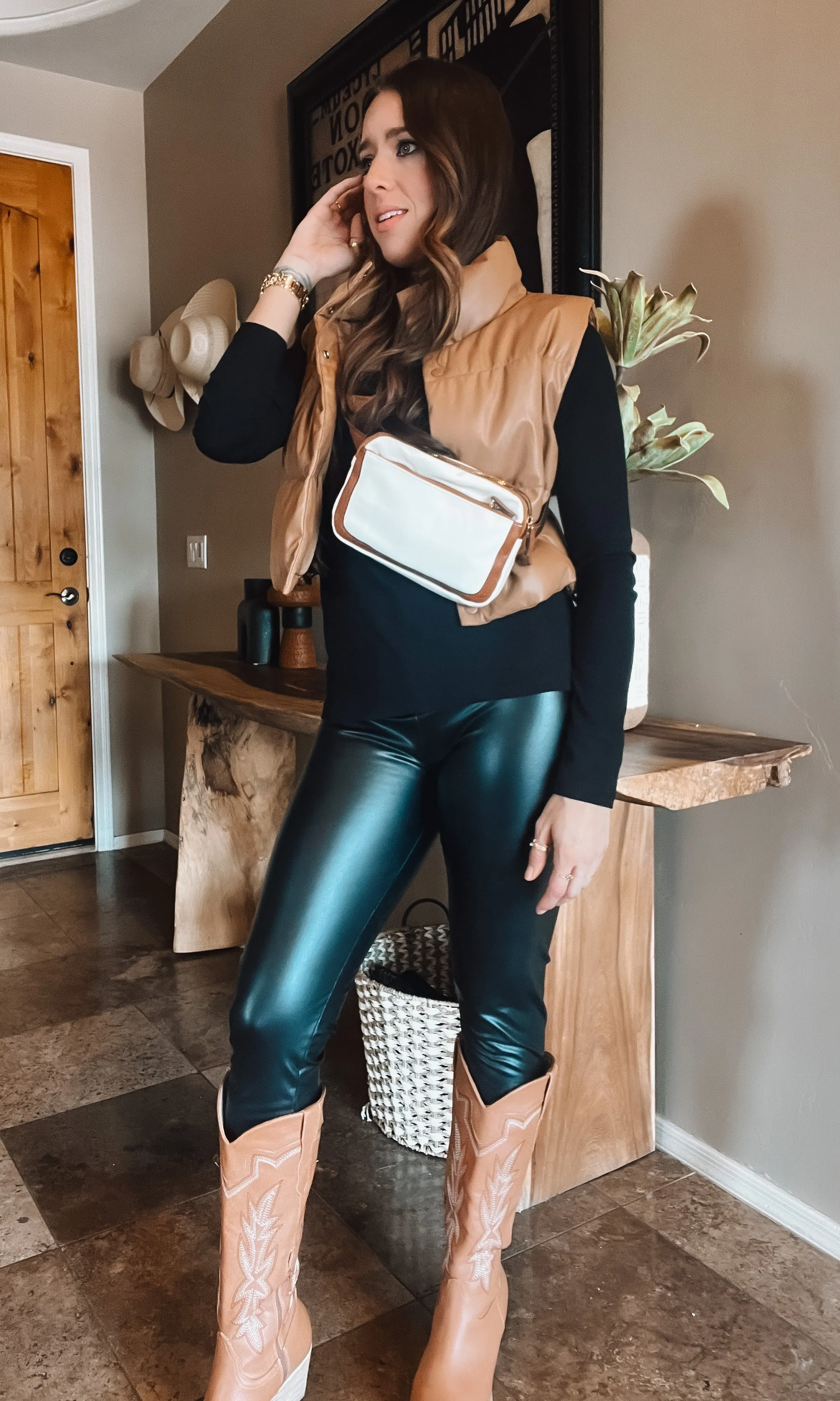 Vegan Leather Puffer Vest