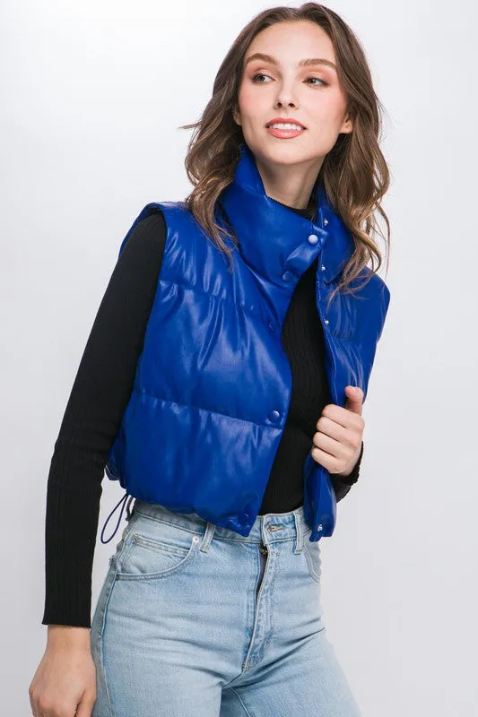 Vegan Leather Puffer Vest
