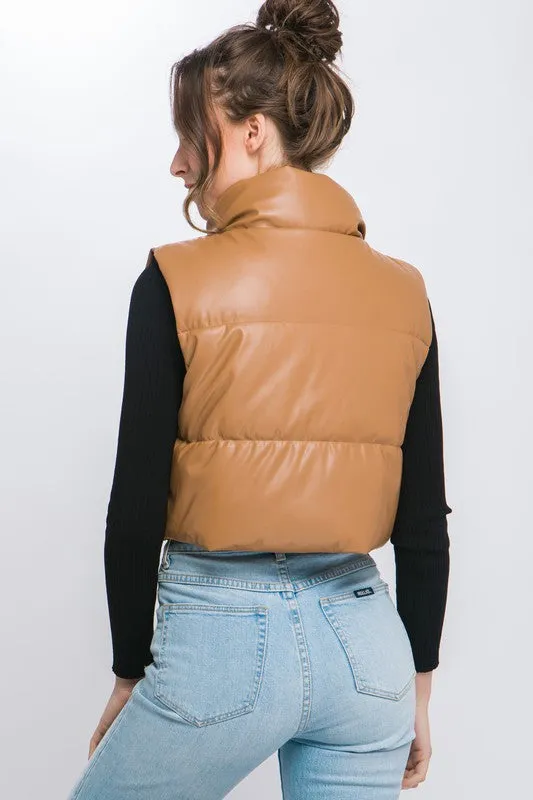 Vegan Leather Puffer Vest