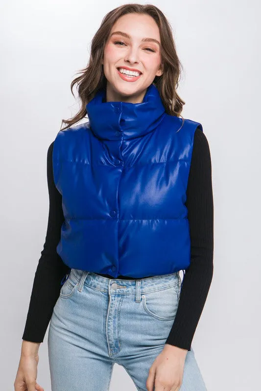 Vegan Leather Puffer Vest