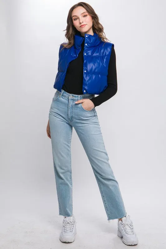 Vegan Leather Puffer Vest