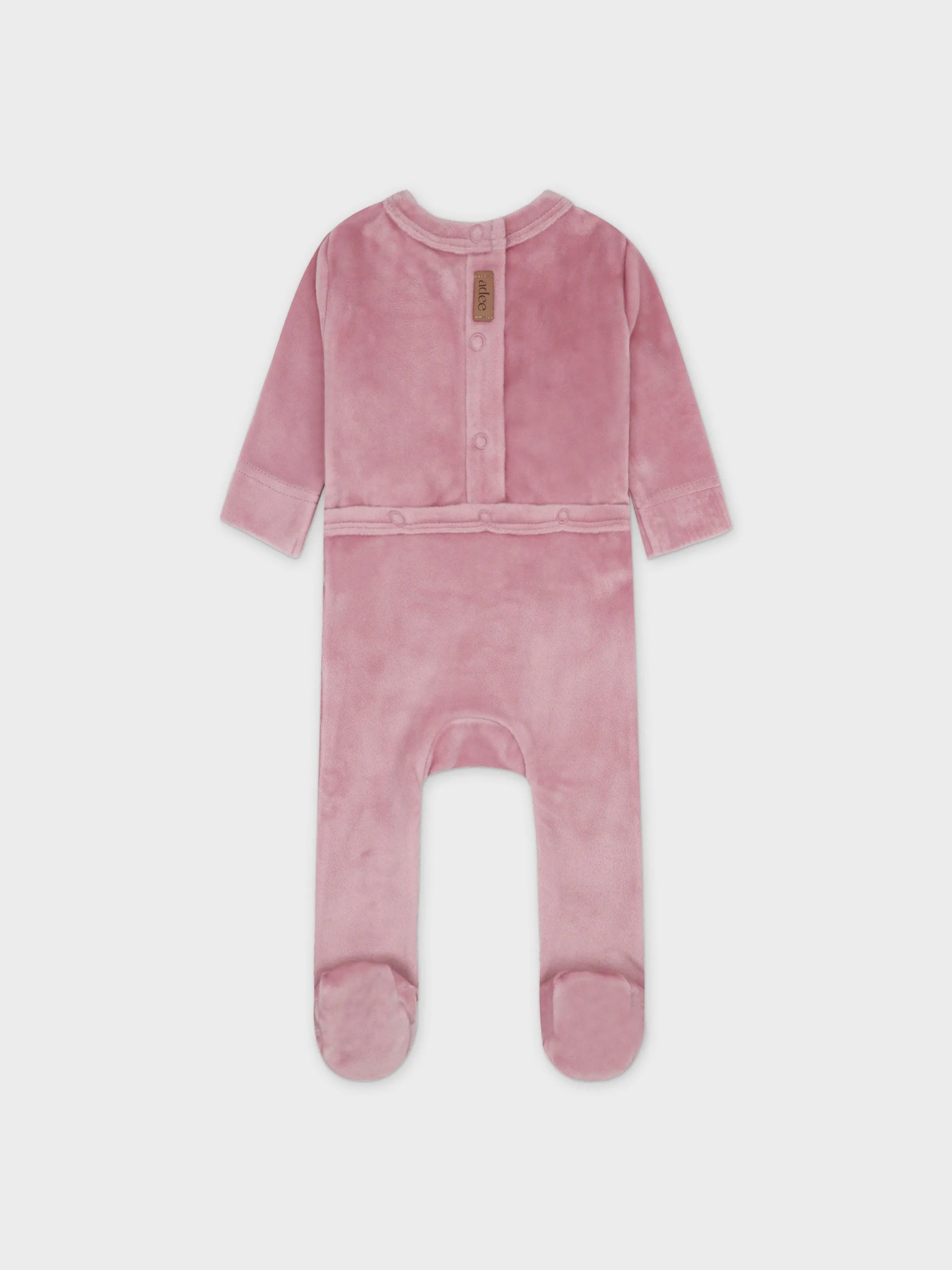 Velour Crossover Stretchy & Bonnet- Pink