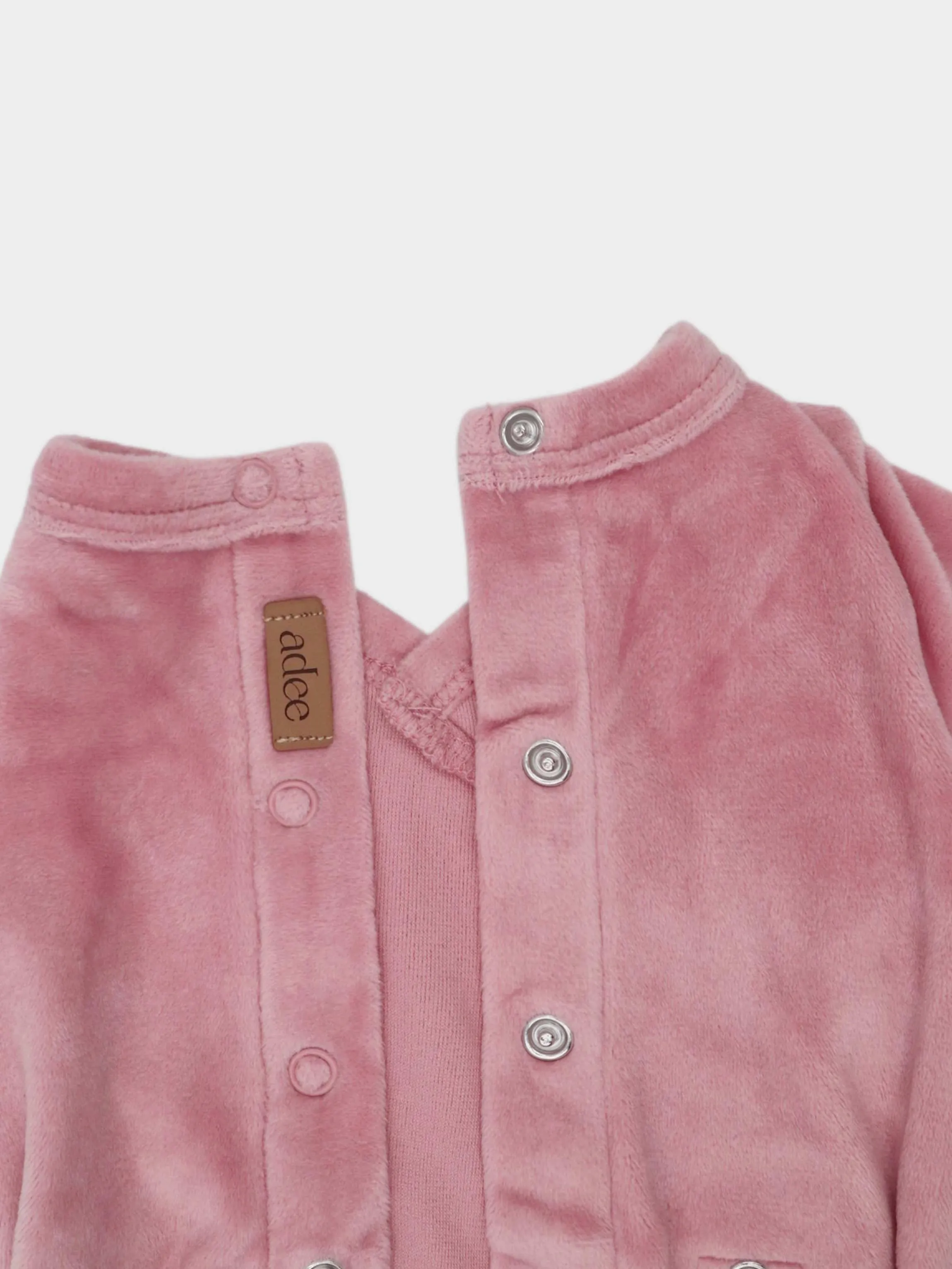 Velour Crossover Stretchy & Bonnet- Pink