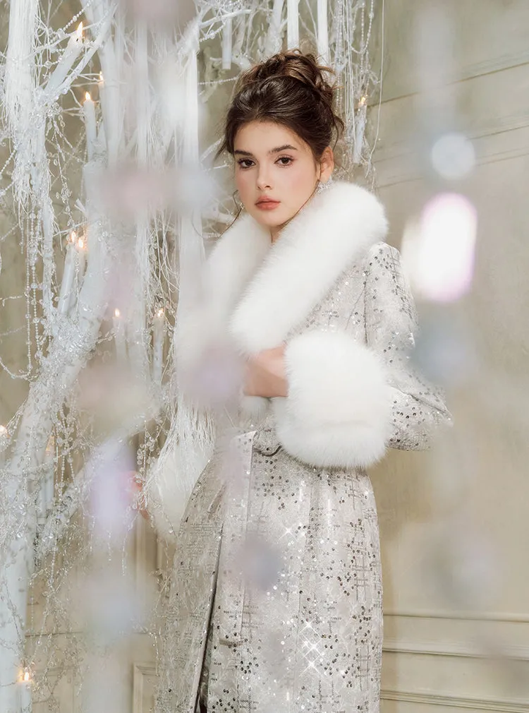 Wardrobes By Chen Sliver Tie Long Sleeve Long Fur Autumn Coat-Evanna
