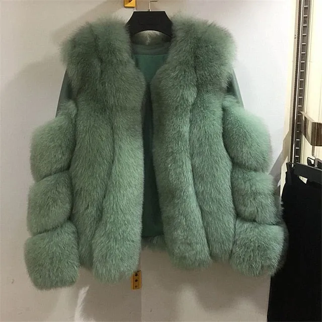 Women's Authentic Fur & Genuine Leather Coat