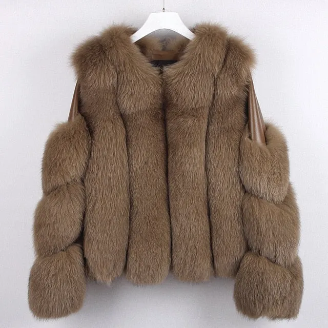 Women's Authentic Fur & Genuine Leather Coat