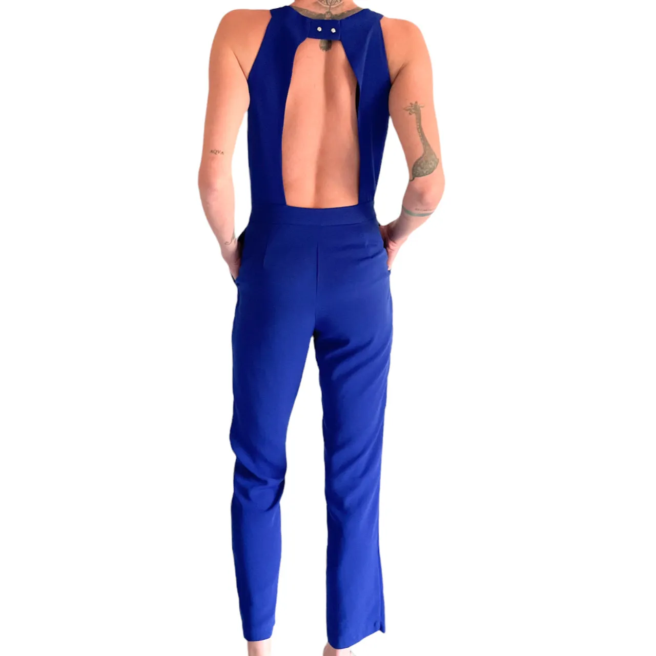 Zara Blue Backless Jumpsuit